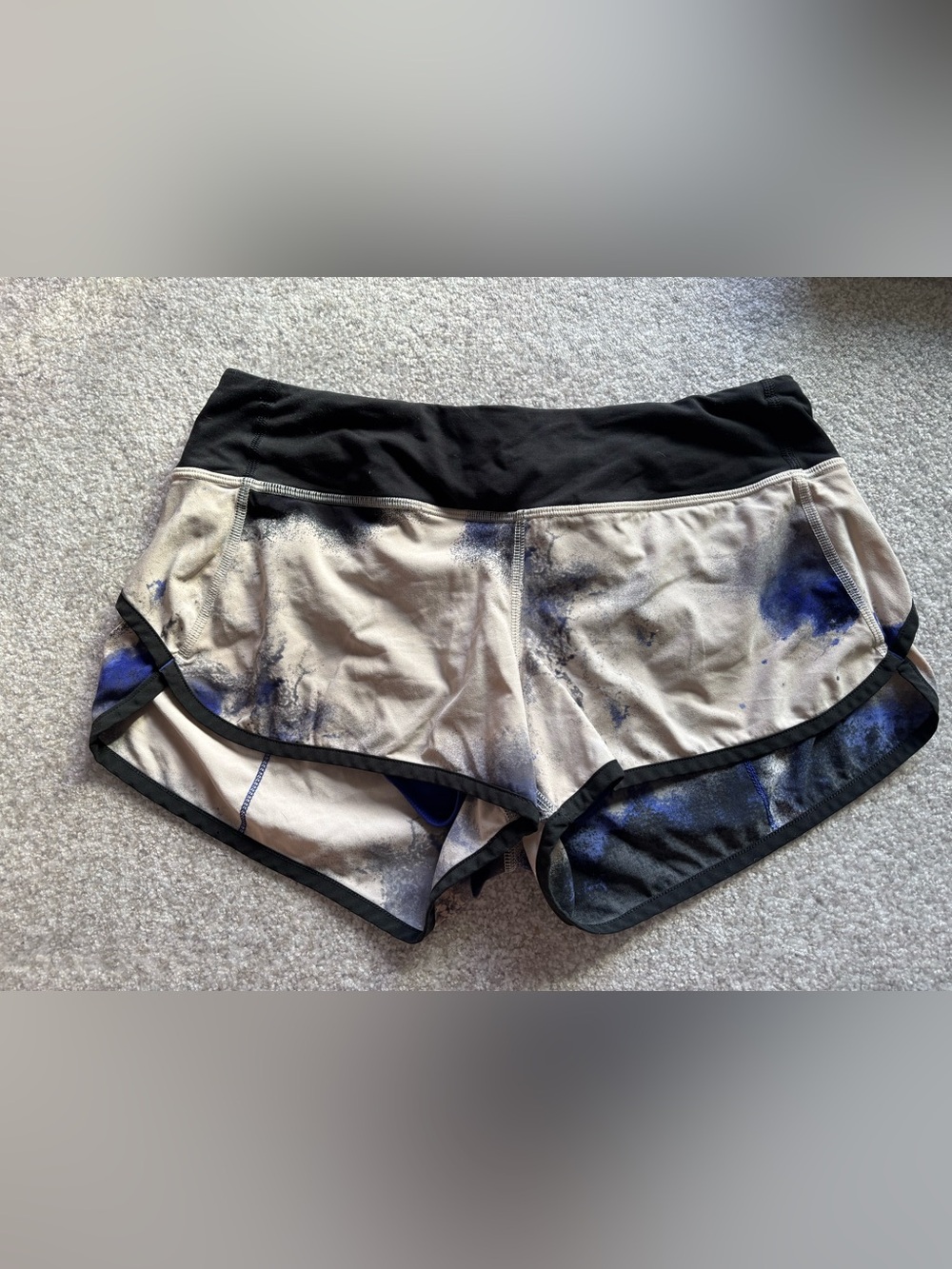 lululemon athletica Beige and Black Running Shorts with Blue Accents
